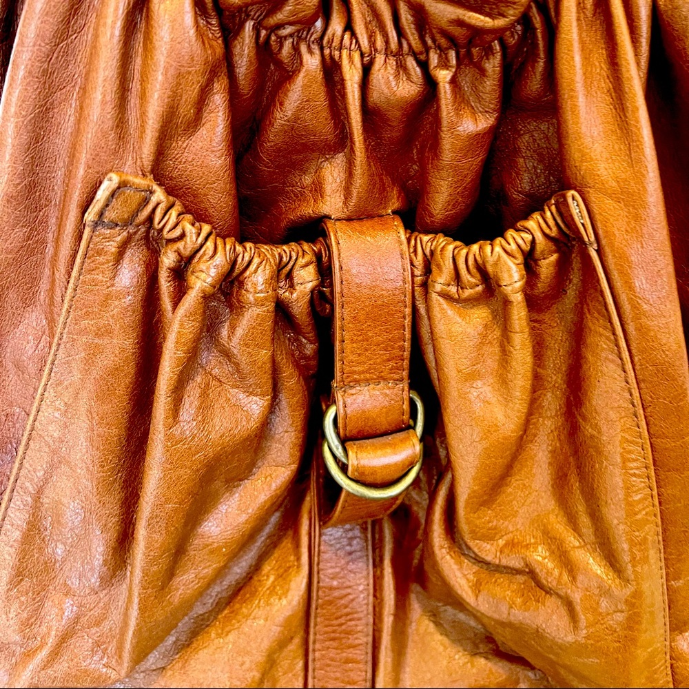 Not Rational Lizzie Bourbon Leather Lightweight Ruched Tote Bag